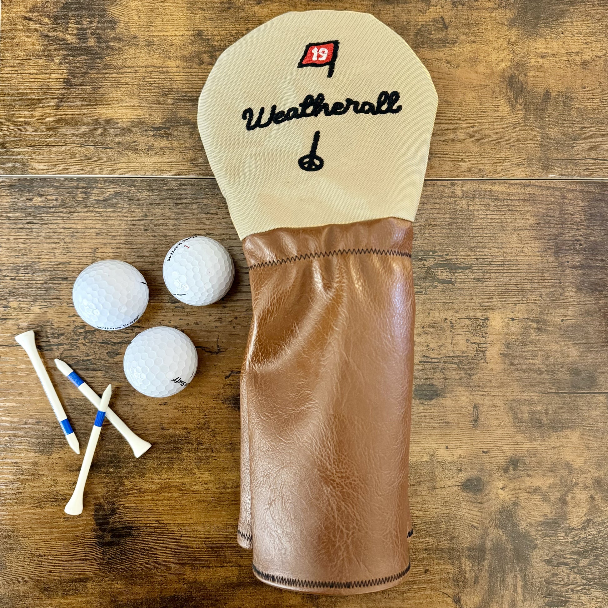 The legend - Personalized faux leather golf driver cover. 